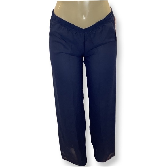 Zuliana Size S Dark Blue Sheer Beach Cover Up Pants. Made in USA. New With Tags - Picture 1 of 4